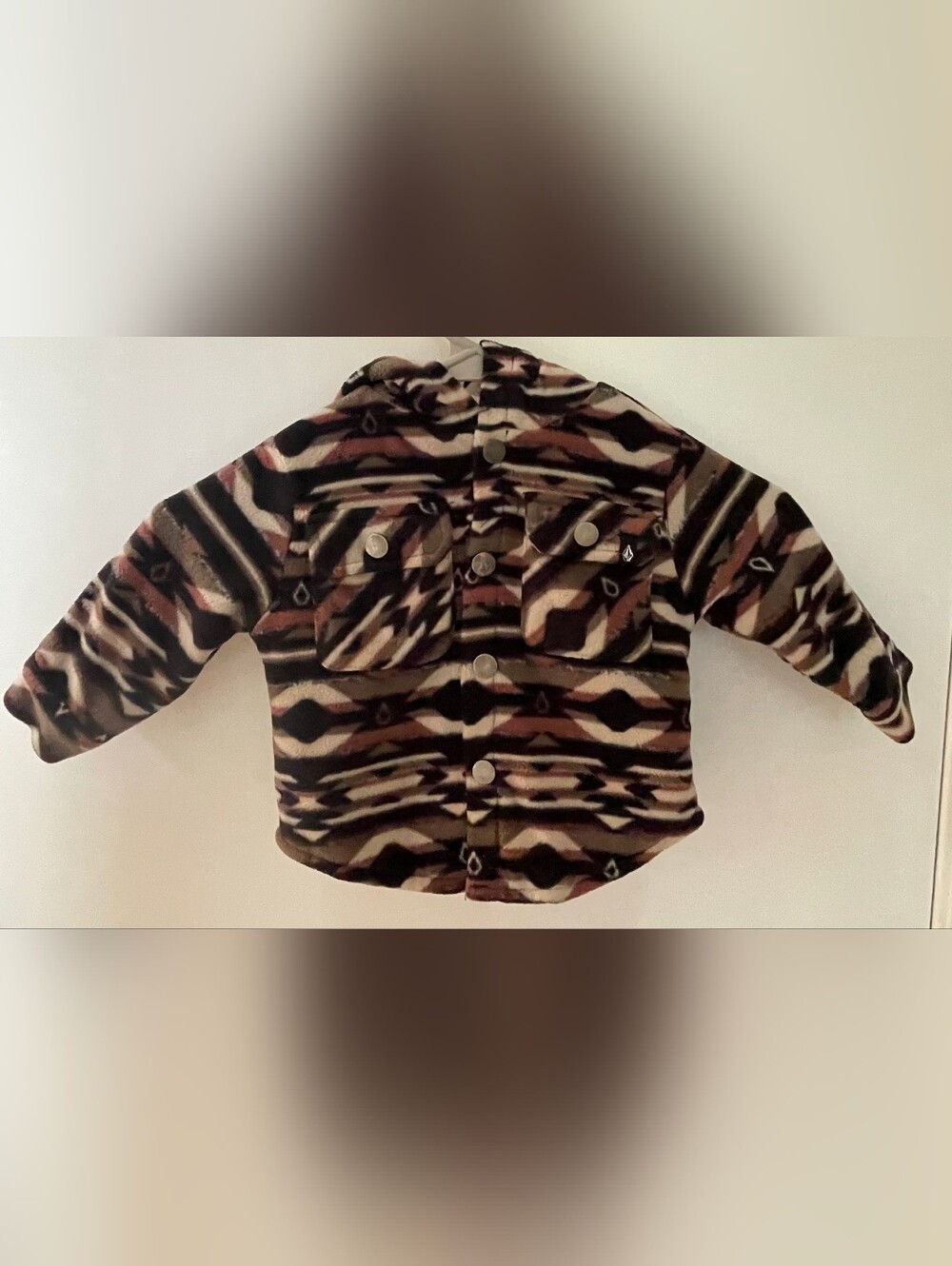 Volcom Kids Brown Black Cream Patterned Jacket